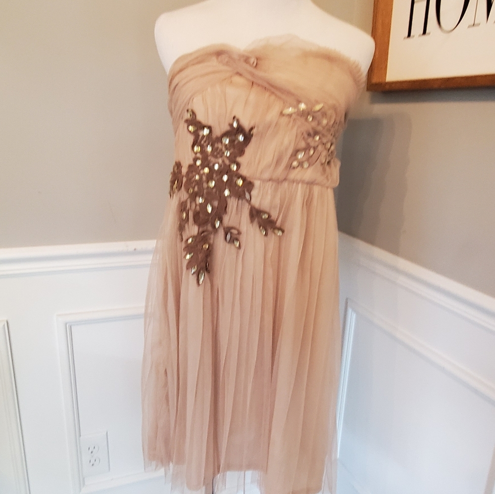 NWT Ryu Tulle Overlay Jeweled Dress